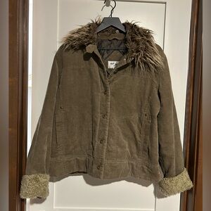 RP Sport Faux Shearling 90s Y2K Brown Corduroy Chore Jacket Boho Western Size XL